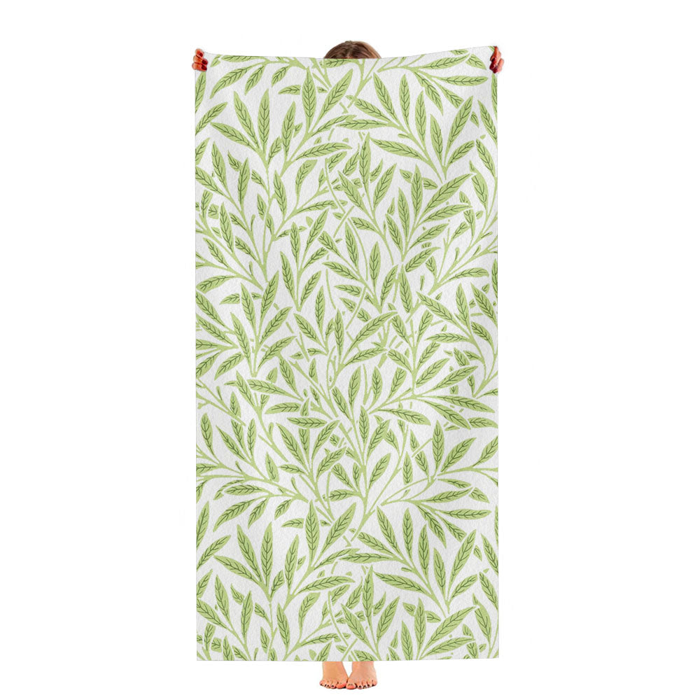 Green Leaves Pattern Illustrations Ultra-Soft Luxury Bathroom Towels