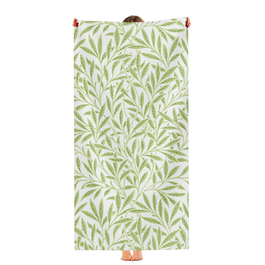 Green Leaves Pattern Illustrations Ultra-Soft Luxury Bathroom Towels