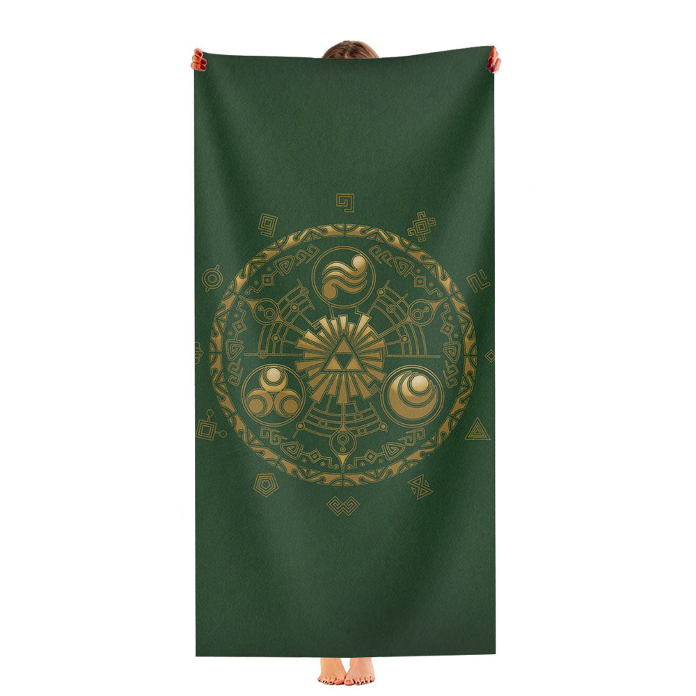 Green Pattern Triforce Zelda Link Logo Ultra-Soft Luxury Bathroom Towels