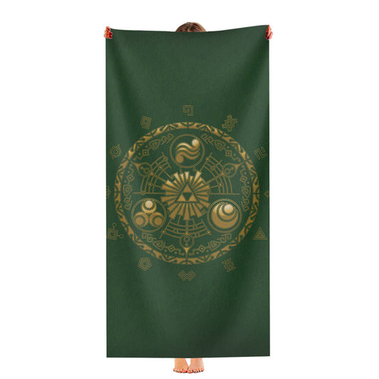 Green Pattern Triforce Zelda Link Logo Ultra-Soft Luxury Bathroom Towels