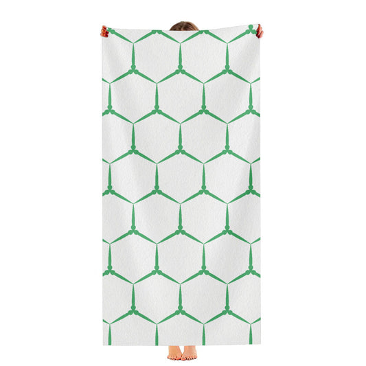 Green Seamless Hexagonalism Pattern Ultra-Soft Luxury Bathroom Towels