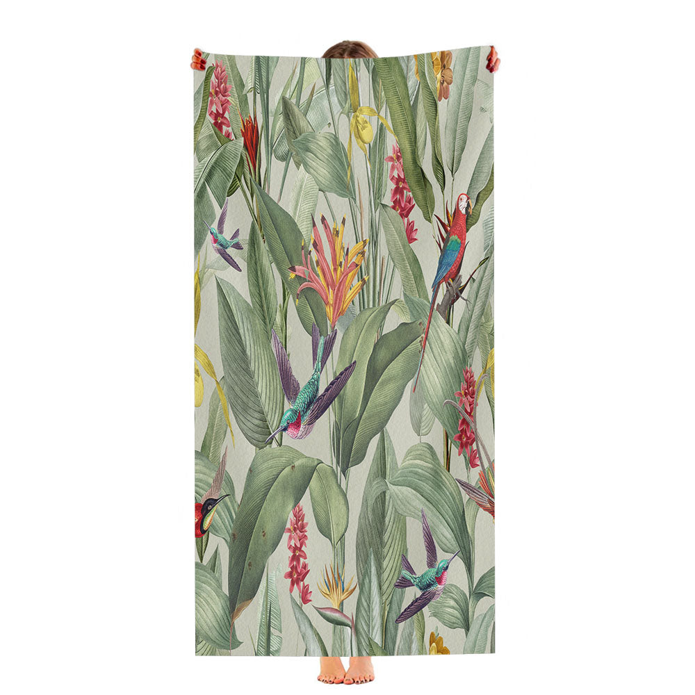 Green Tropical Pattern Ultra-Soft Luxury Bathroom Towels
