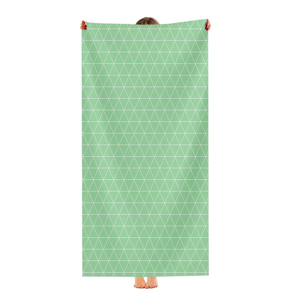 Green White Geometric Triangle Pattern Wallpaper Ultra-Soft Luxury Bathroom Towels