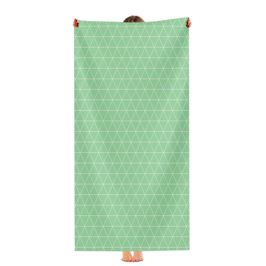 Green White Geometric Triangle Pattern Wallpaper Ultra-Soft Luxury Bathroom Towels