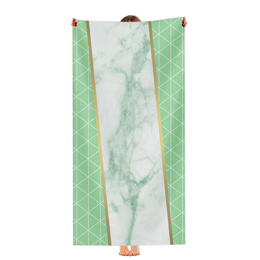 Green White Marble Geometric Triangle And Gold Line Pattern Wallpaper Ultra-Soft Luxury Bathroom Towels
