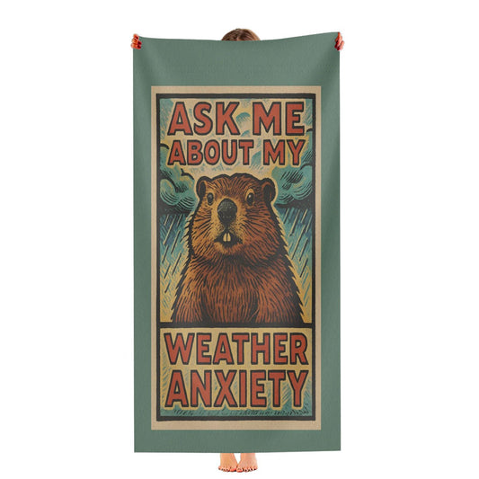 Groundhog Funny Weather Anxiety Ultra-Soft Luxury Bathroom Towels