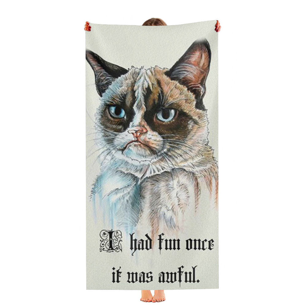 Grumpy Cat I Had Fun Once Ultra-Soft Luxury Bathroom Towels