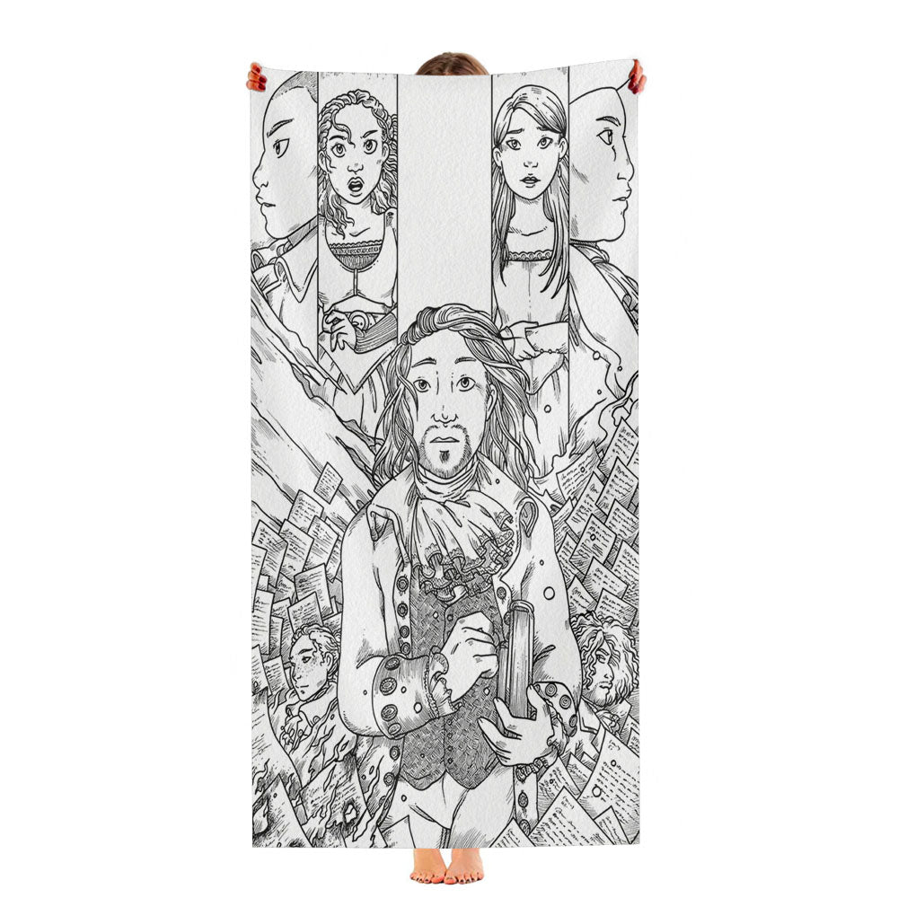 Hamilton American Musical Sketch Doodle Ultra-Soft Luxury Bathroom Towels