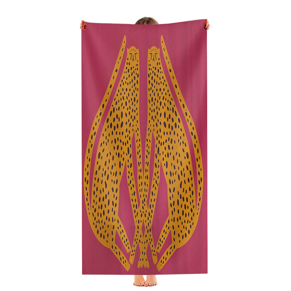 Hand Drawn Cute Leopards Hot Pink Ultra-Soft Luxury Bathroom Towels