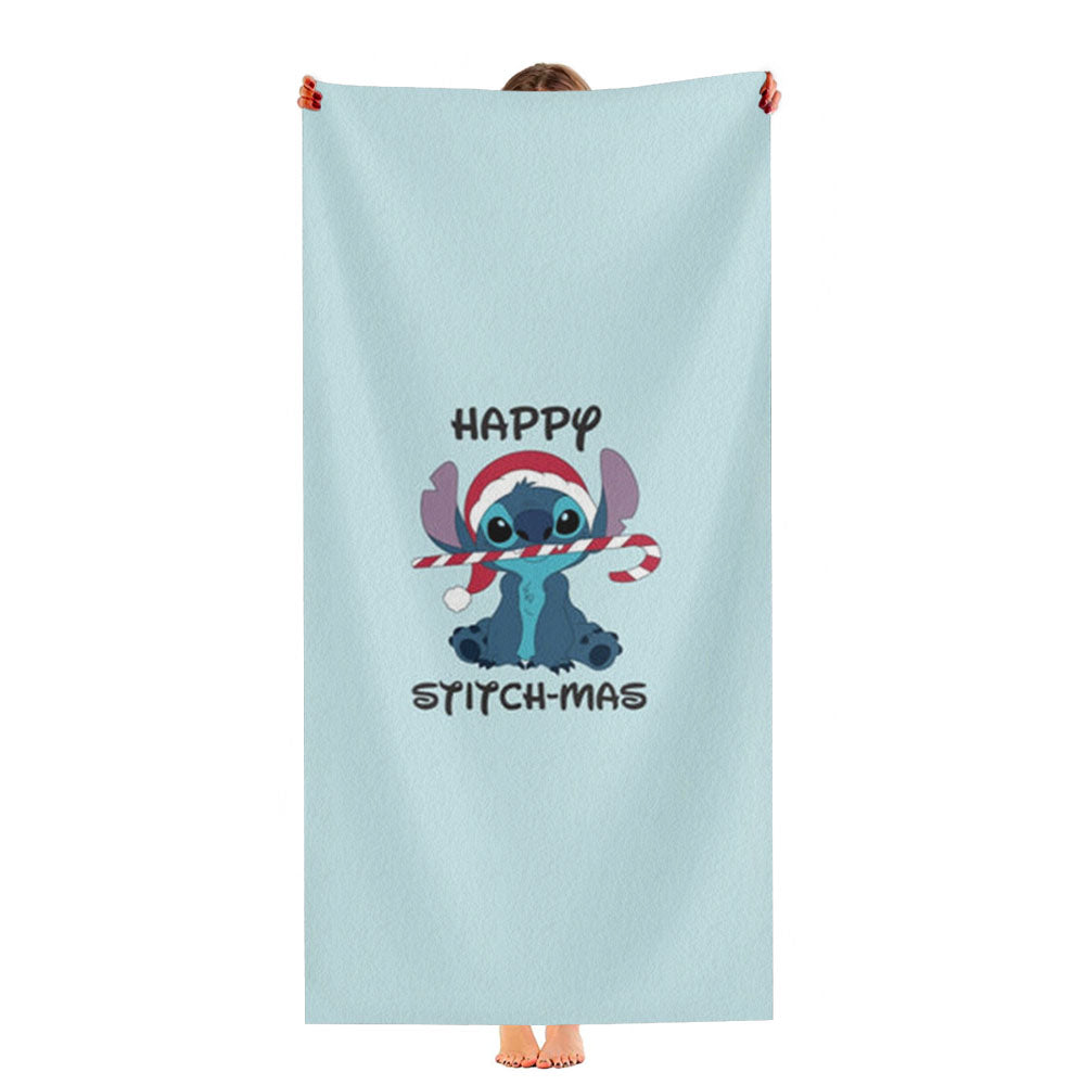 Happy Blue Alienmas - Christmas Ultra-Soft Luxury Bathroom Towels