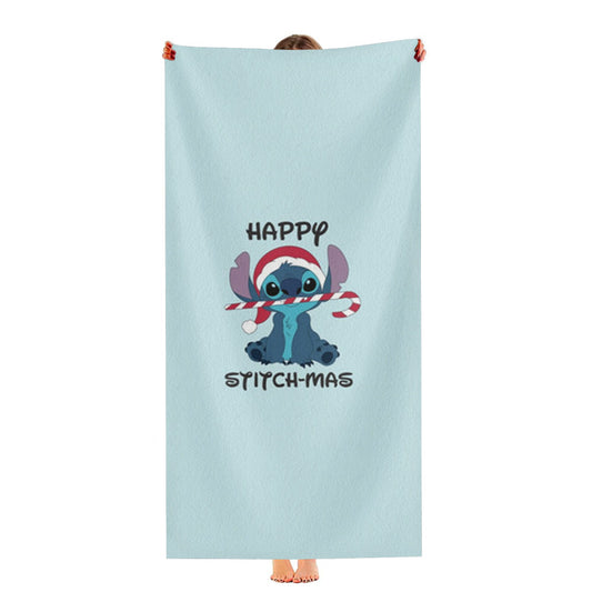 Happy Blue Alienmas - Christmas Ultra-Soft Luxury Bathroom Towels