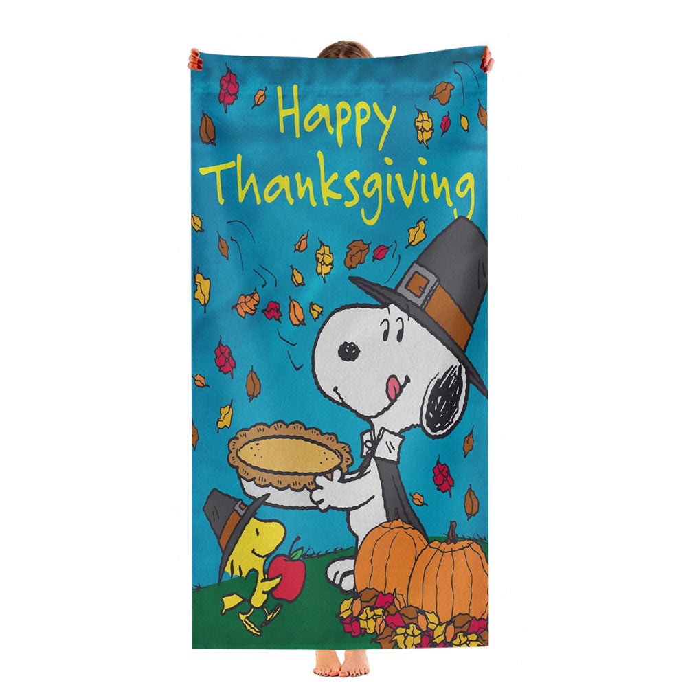 Happy Thanksgiving Snoopy Ultra-Soft Luxury Bathroom Towels