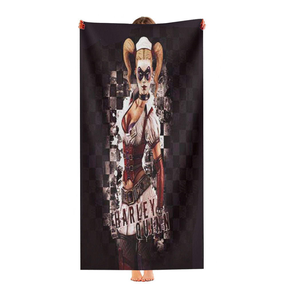Harley Quinn Faded Checkered Flag Ultra-Soft Luxury Bathroom Towels