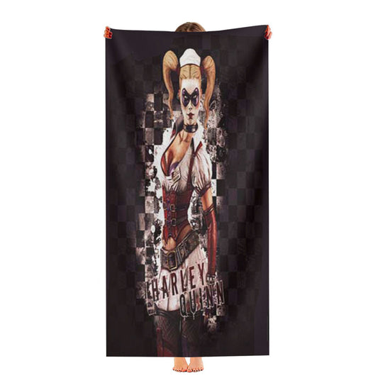 Harley Quinn Faded Checkered Flag Ultra-Soft Luxury Bathroom Towels