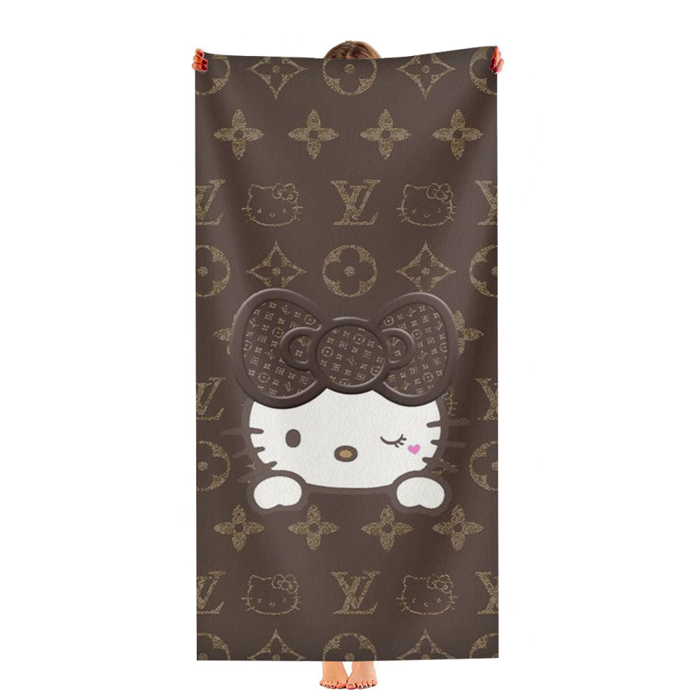 Hello Kitty Chocolate Elegant Pattern Ultra-Soft Luxury Bathroom Towels