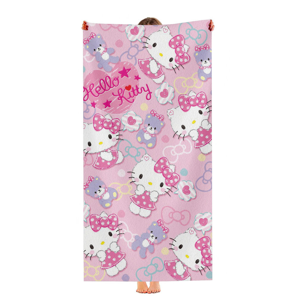Hello Kitty Pattern Cut Cute Ultra-Soft Luxury Bathroom Towels