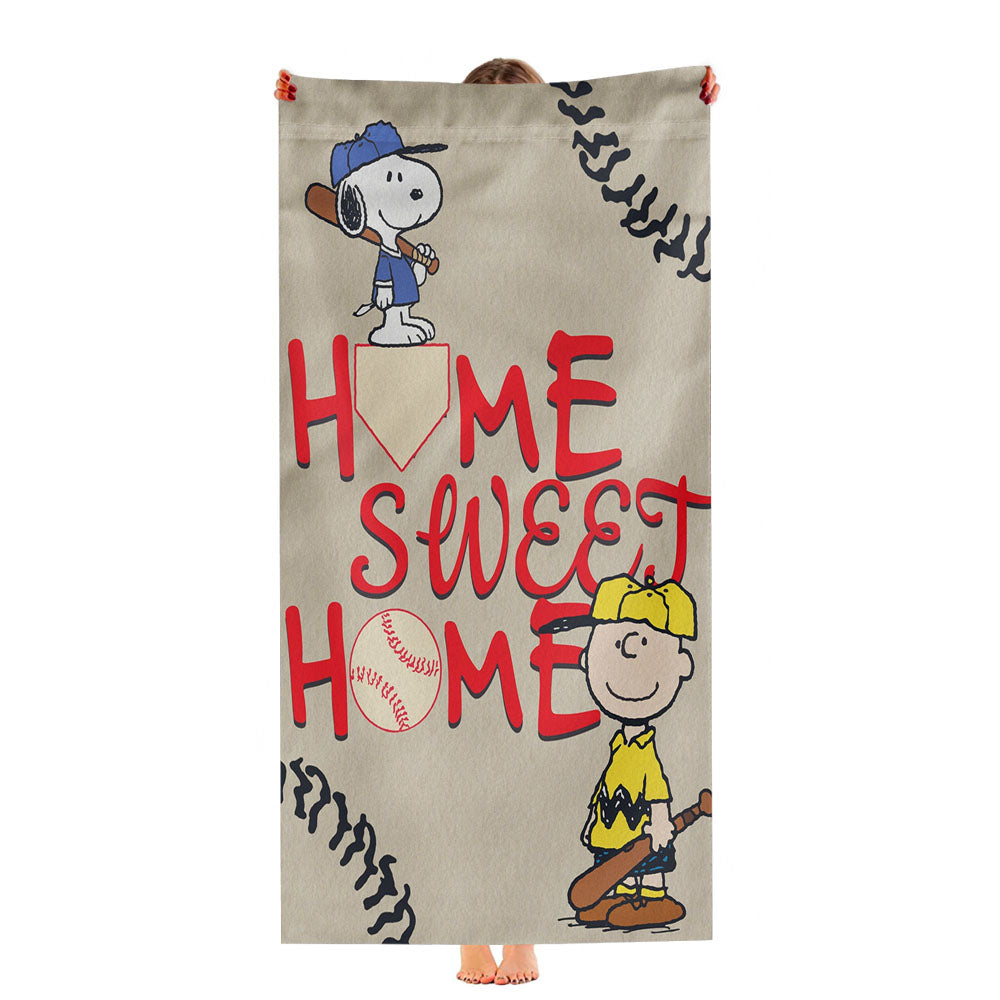 Home Sweet Home Snoopy Baseball Ultra-Soft Luxury Bathroom Towels