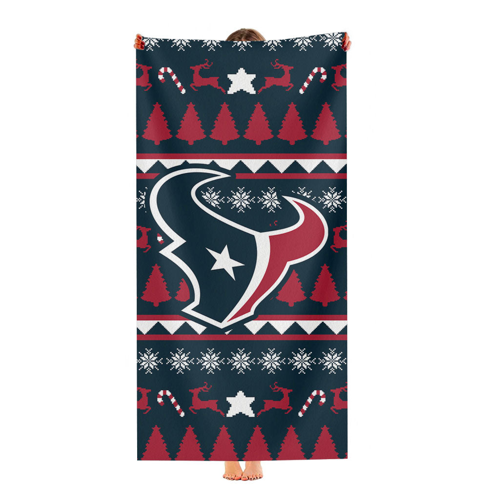 Houston Texans Christmas Sweater Ultra-Soft Luxury Bathroom Towels