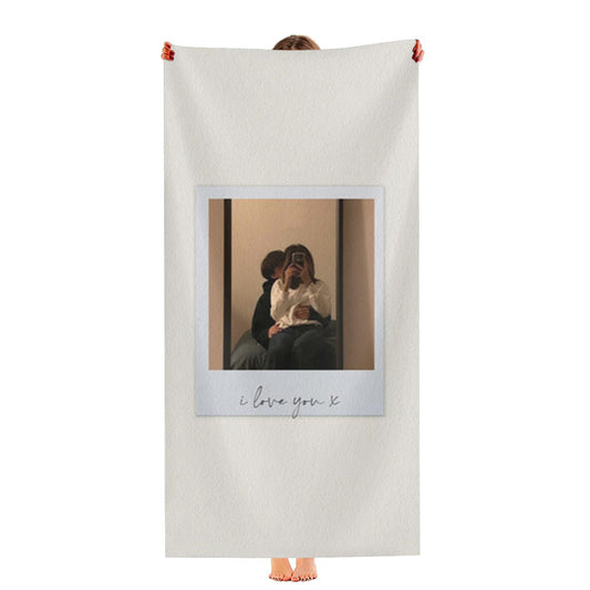 I Love You Polaroid - Personalised Couples Ultra-Soft Luxury Bathroom Towels