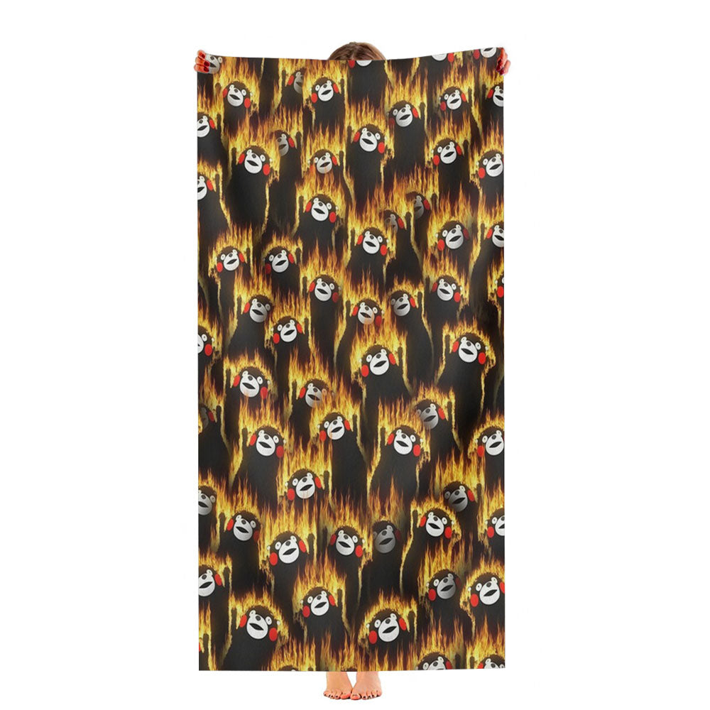 Infernal Bears Fire Party Pattern Ultra-Soft Luxury Bathroom Towels