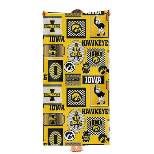Iowa Hawkeye Pattern Mascot Ultra-Soft Luxury Bathroom Towels