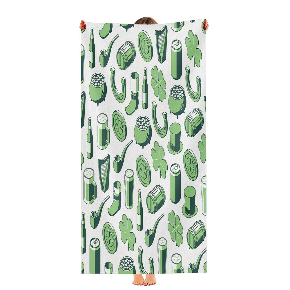 Isometric St Patricks Day Pattern 07 Ultra-Soft Luxury Bathroom Towels
