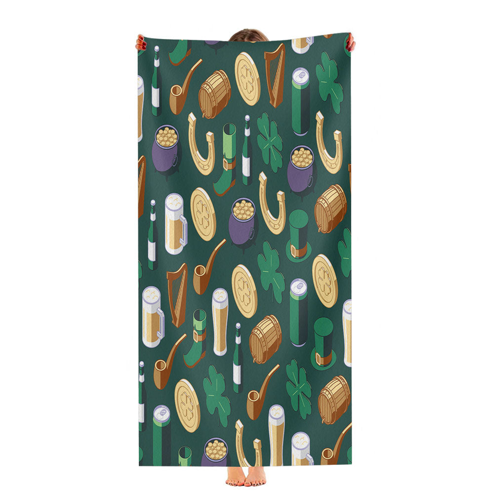 Isometric St Patricks Day Pattern 08 Ultra-Soft Luxury Bathroom Towels