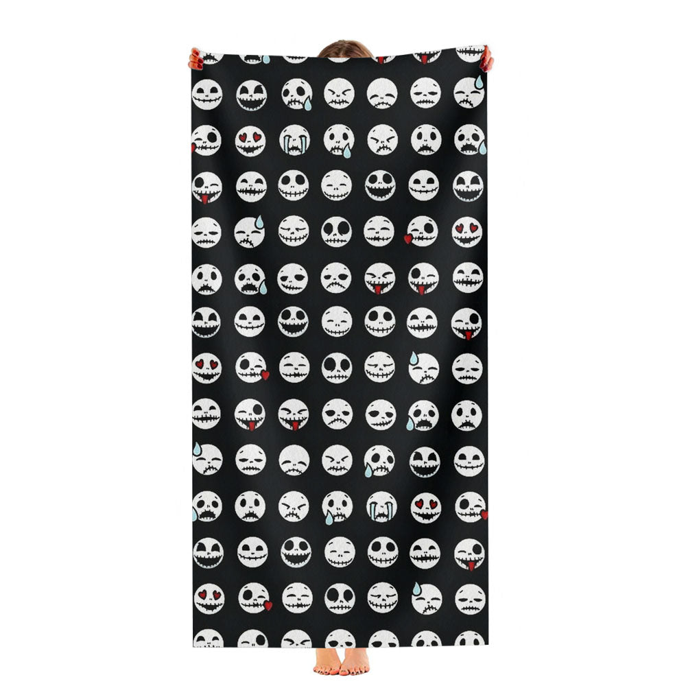 Jack Skellington Cute Face Emoji Pattern Ultra-Soft Luxury Bathroom Towels