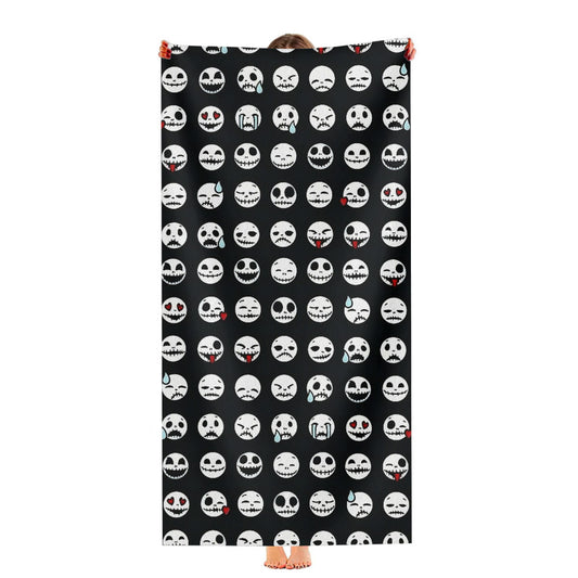 Jack Skellington Cute Face Emoji Pattern Ultra-Soft Luxury Bathroom Towels