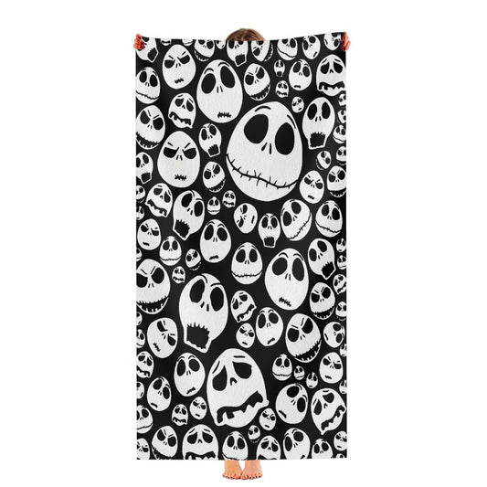 Jack Skellington Face Pattern Ultra-Soft Luxury Bathroom Towels