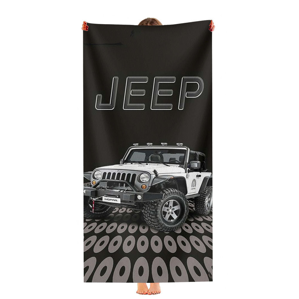 Jeep White Car Ultra-Soft Luxury Bathroom Towels