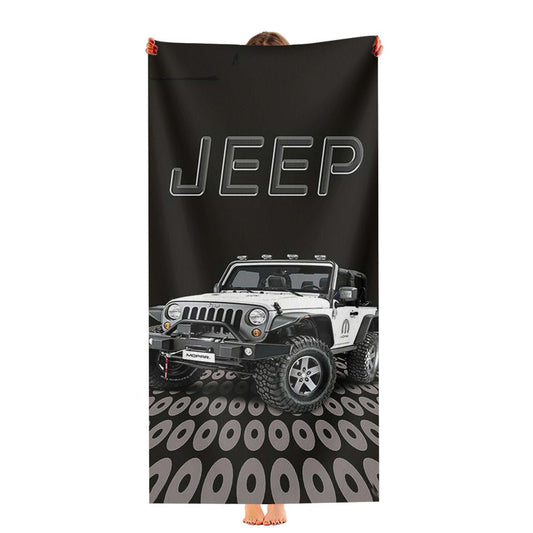 Jeep White Car Ultra-Soft Luxury Bathroom Towels