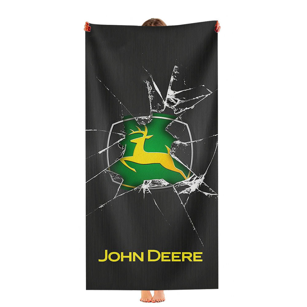 John Deere Cracked Glass Logo Ultra-Soft Luxury Bathroom Towels