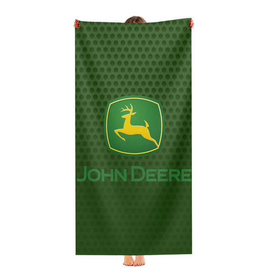 John Deere Green Carbon Fiber Logo Ultra-Soft Luxury Bathroom Towels