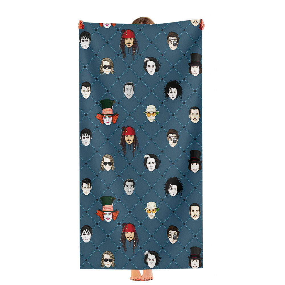 Johnny Depp All Movie Characters Pattern Ultra-Soft Luxury Bathroom Towels