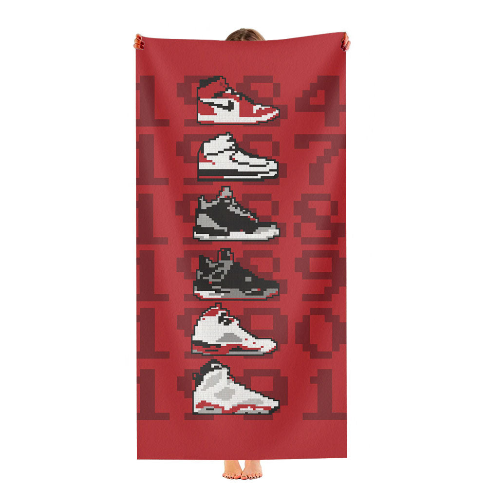 Jordan Sneaker Collection 8 Bit Style Ultra-Soft Luxury Bathroom Towels