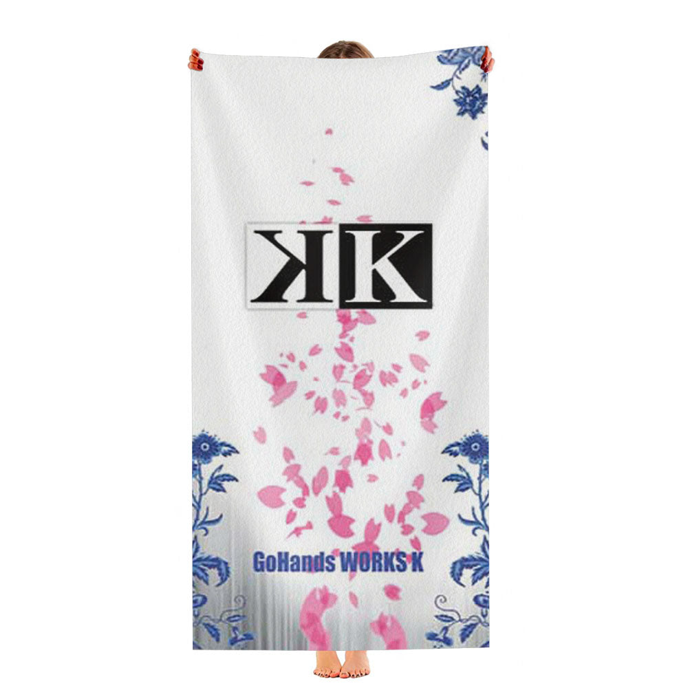 K Project Logo Floral Wht Bkg Ultra-Soft Luxury Bathroom Towels
