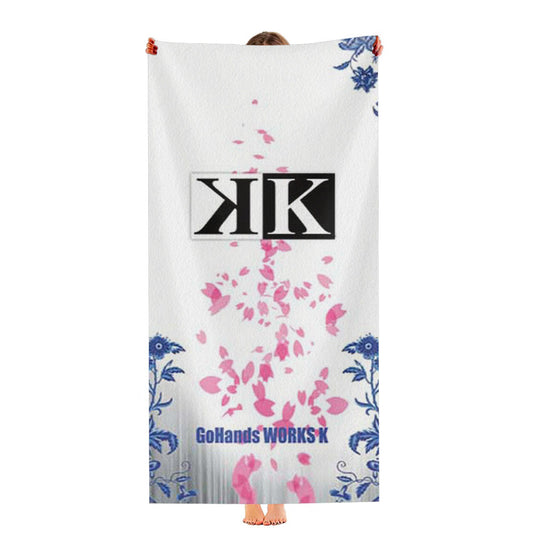 K Project Logo Floral Wht Bkg Ultra-Soft Luxury Bathroom Towels