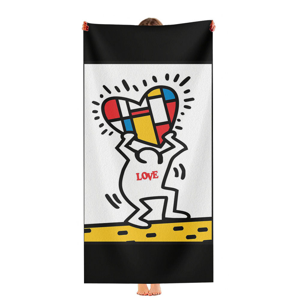 Keith Haring Lover Destil Pattern Ultra-Soft Luxury Bathroom Towels