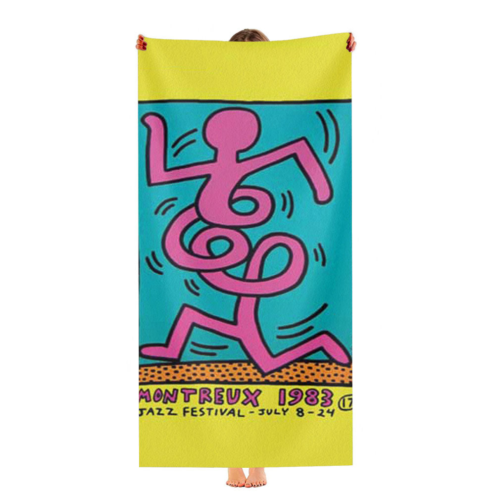 Keith Haring Pink Twist Ultra-Soft Luxury Bathroom Towels