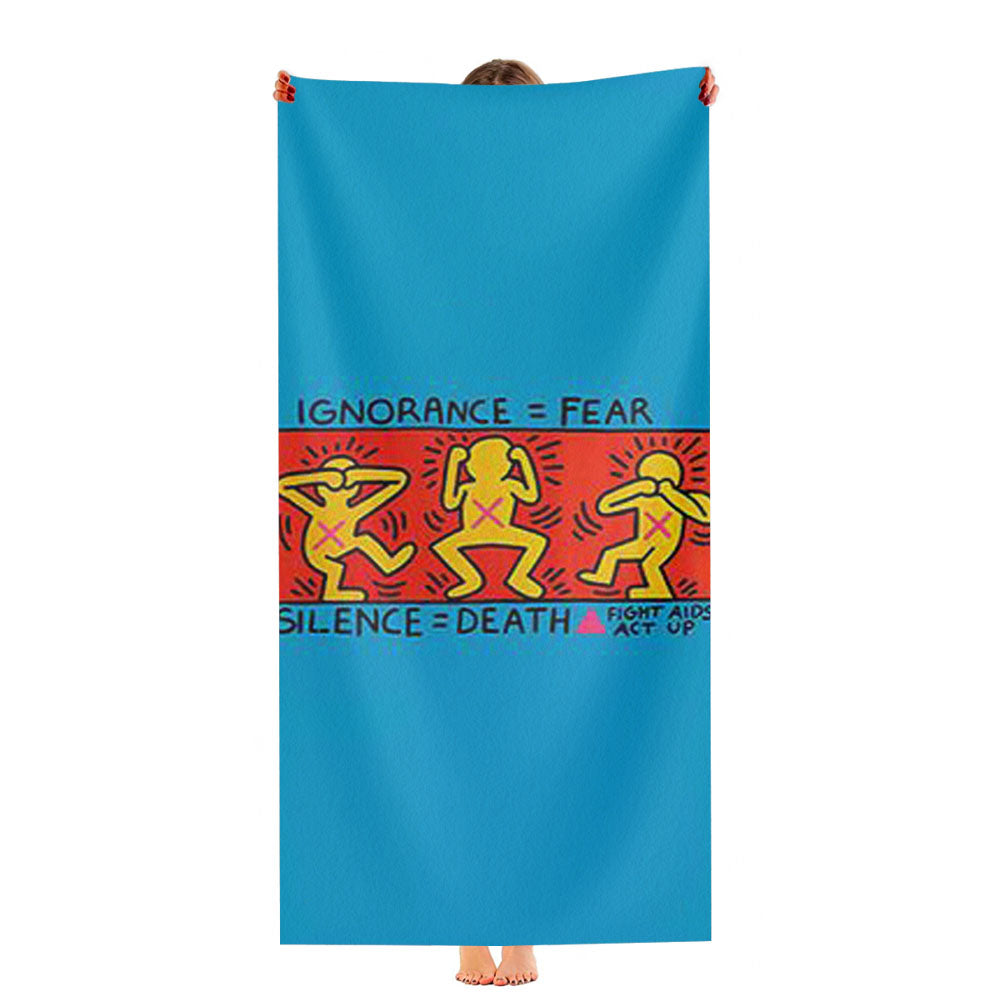 Keith Haring Silence Death Ultra-Soft Luxury Bathroom Towels