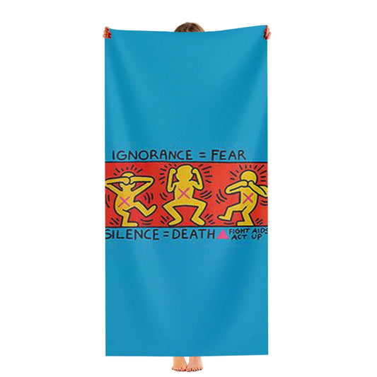 Keith Haring Silence Death Ultra-Soft Luxury Bathroom Towels