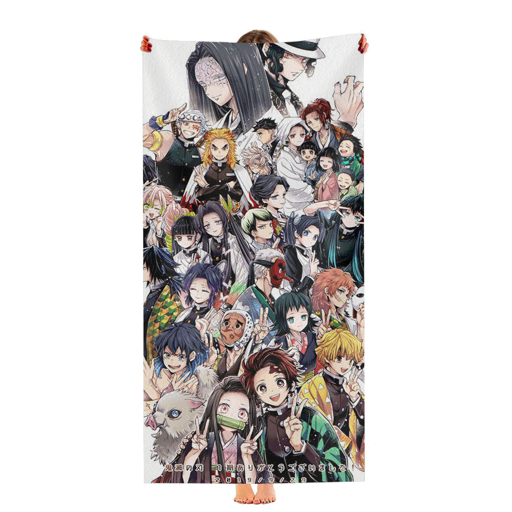 Kimetsu No Yaiba All Heroes Pattern Ultra-Soft Luxury Bathroom Towels