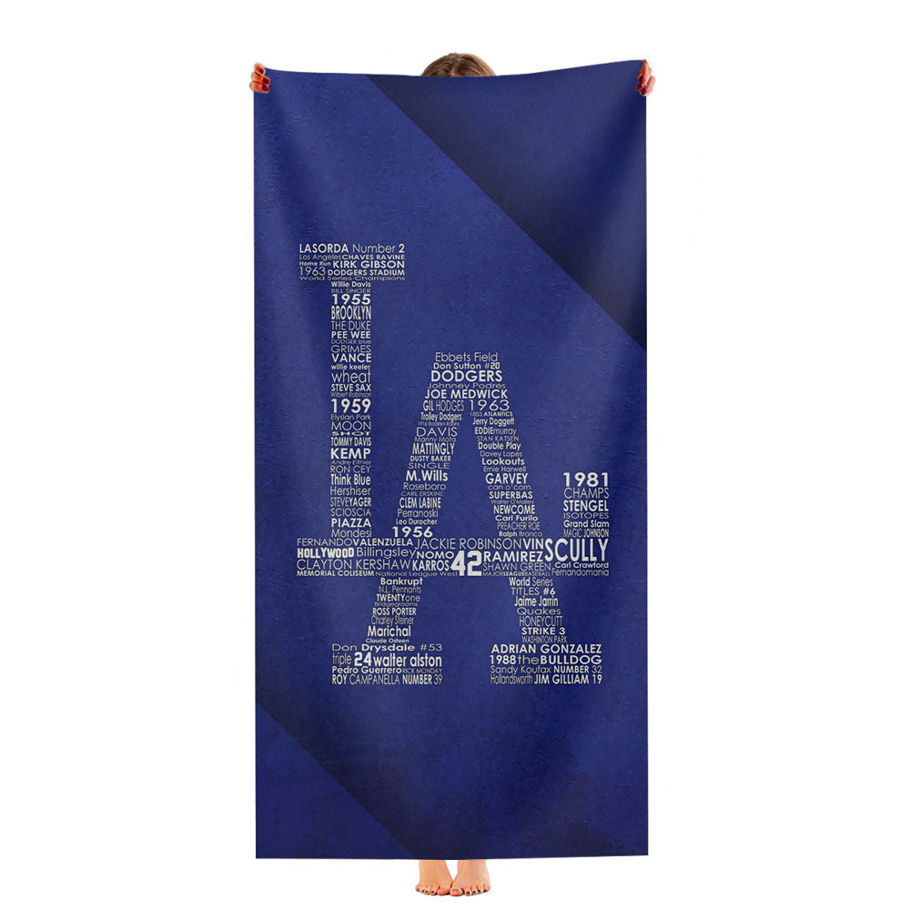 La Dodgers Typography Ultra-Soft Luxury Bathroom Towels
