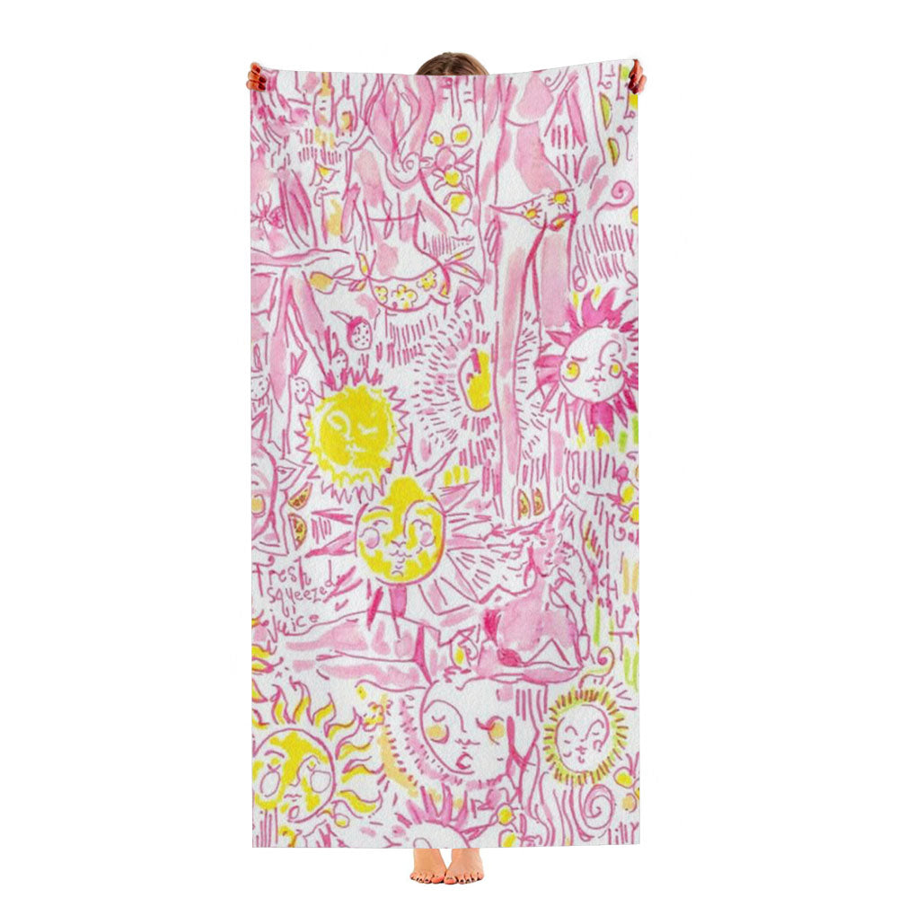 Lillypulitzer Pink Shunsine Pattern Ultra-Soft Luxury Bathroom Towels