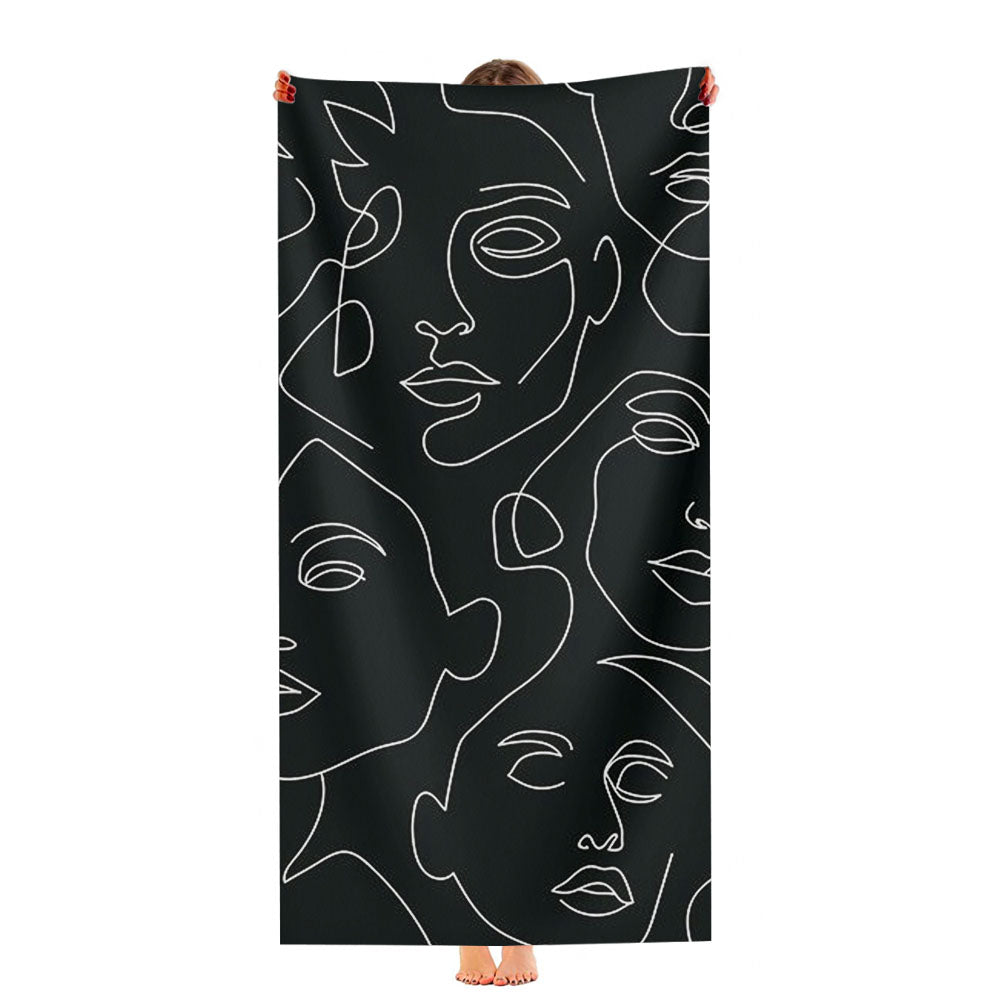 Line Face Art Pattern Ultra-Soft Luxury Bathroom Towels