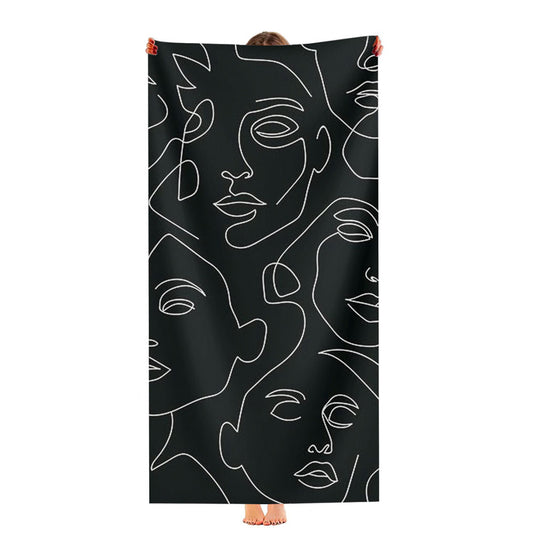 Line Face Art Pattern Ultra-Soft Luxury Bathroom Towels