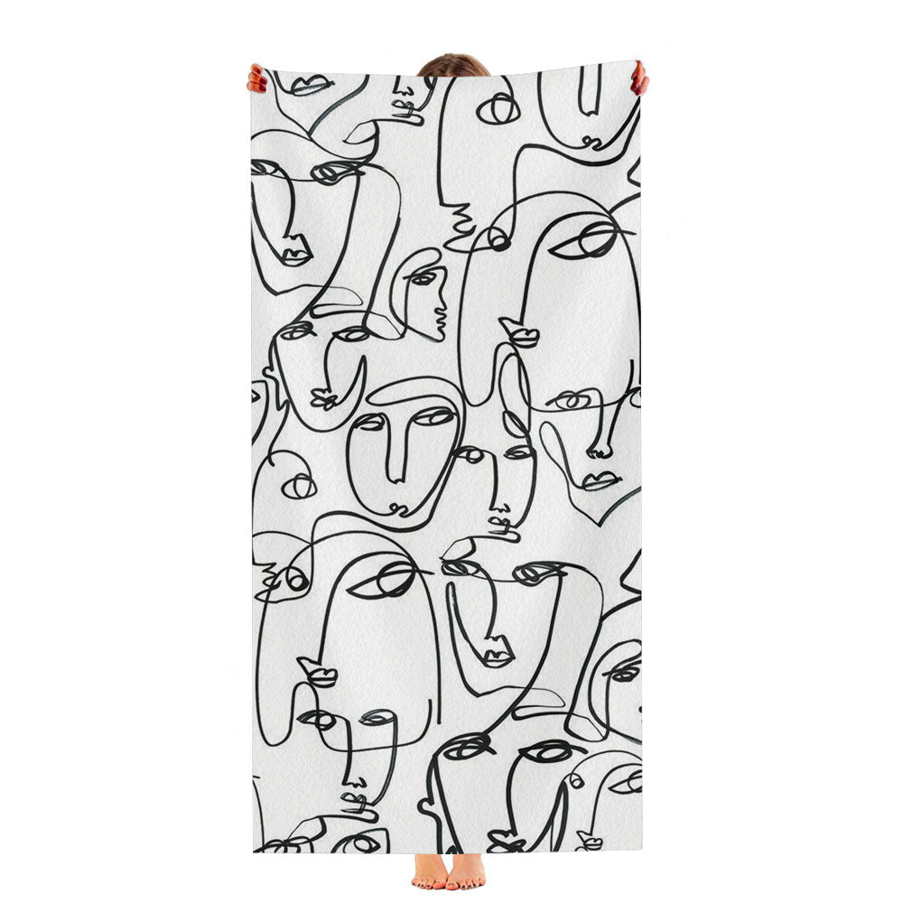 Line Face Pattern Ultra-Soft Luxury Bathroom Towels