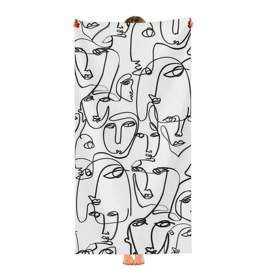 Line Face Pattern Ultra-Soft Luxury Bathroom Towels
