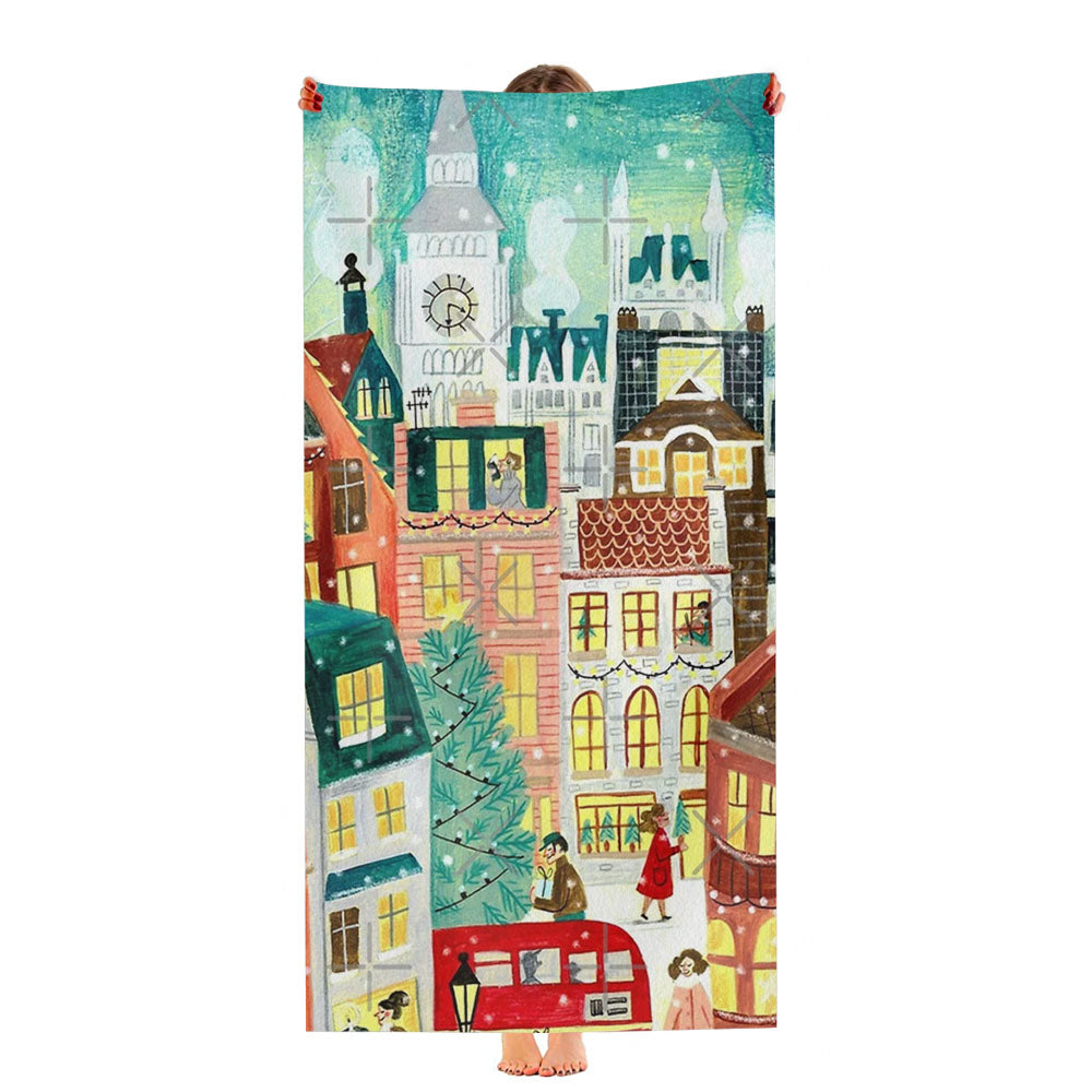 London City In The Snow Ultra-Soft Luxury Bathroom Towels